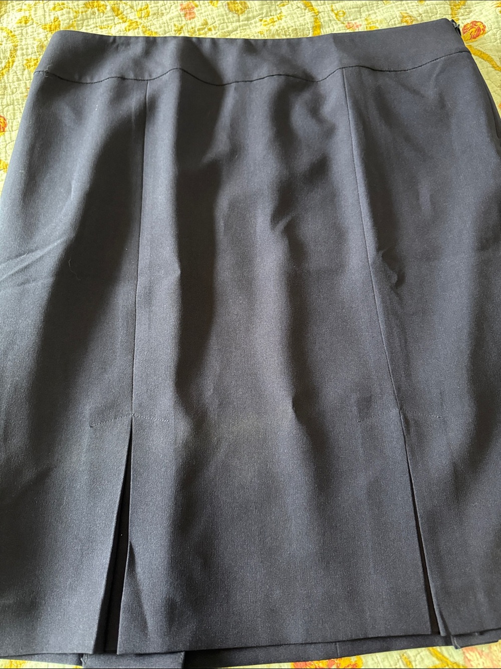Le Suit Dark Navy Midi Skirt with Front Slits